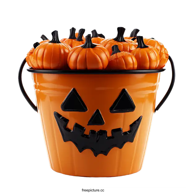[Transparent Background PNG]Halloween Pumpkin Bucket Filled with Pumpkins