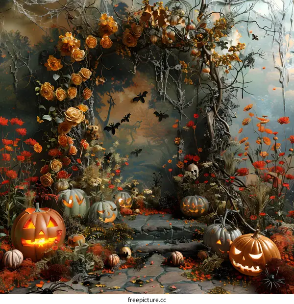 Halloween Pumpkin Floral Archway