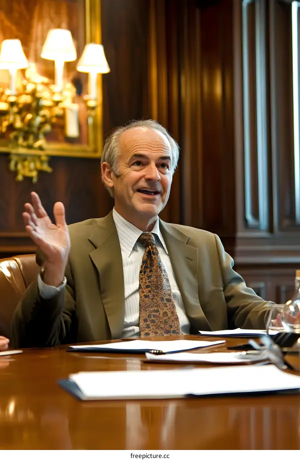 Businessman in a Conference Room Meeting with Colleagues