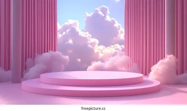 Pink Cloud Stage Minimalist Scene