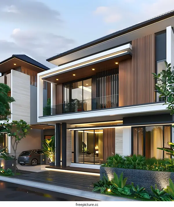 Modern House Exterior Design with Wooden Accents