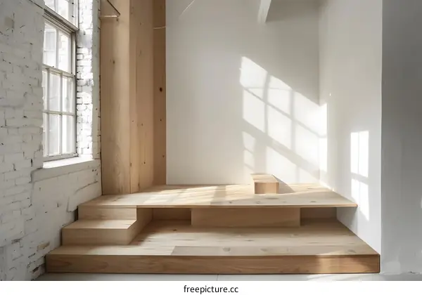 Modern Wooden Platform in a Minimalist Interior Design