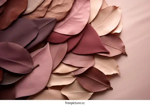 3D rendering of overlapping pink and brown leaves