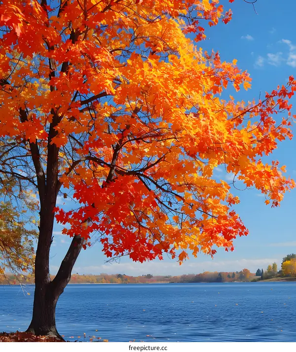 Red and yellow maple leaves in autumn
