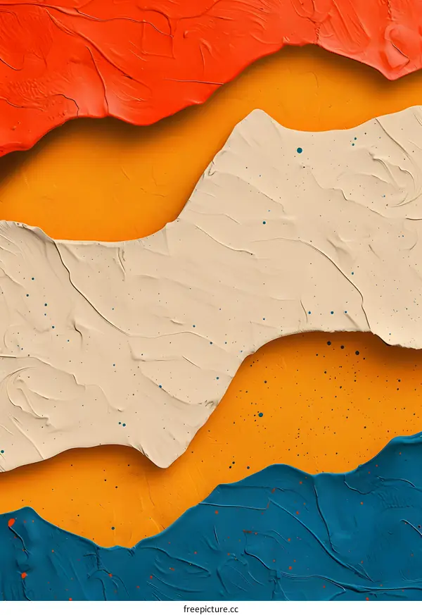 Abstract Painting with Orange, White, and Blue