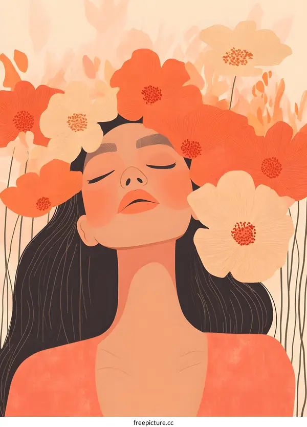 Woman with Flowers in Her Hair