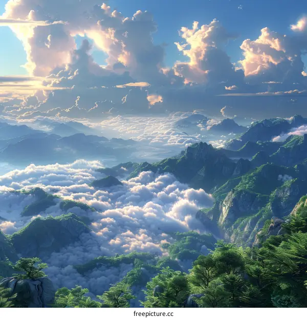 Majestic Mountain Landscape with Cloudscape