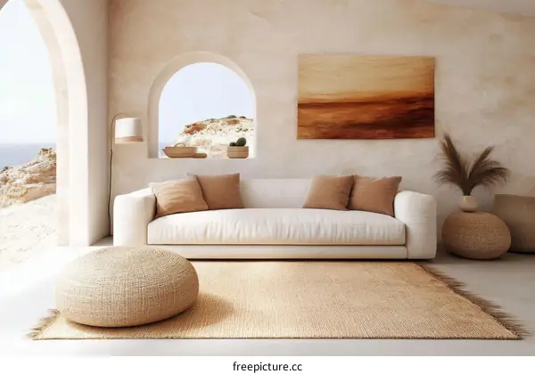 Modern Minimalist Coastal Living Room Interior Design