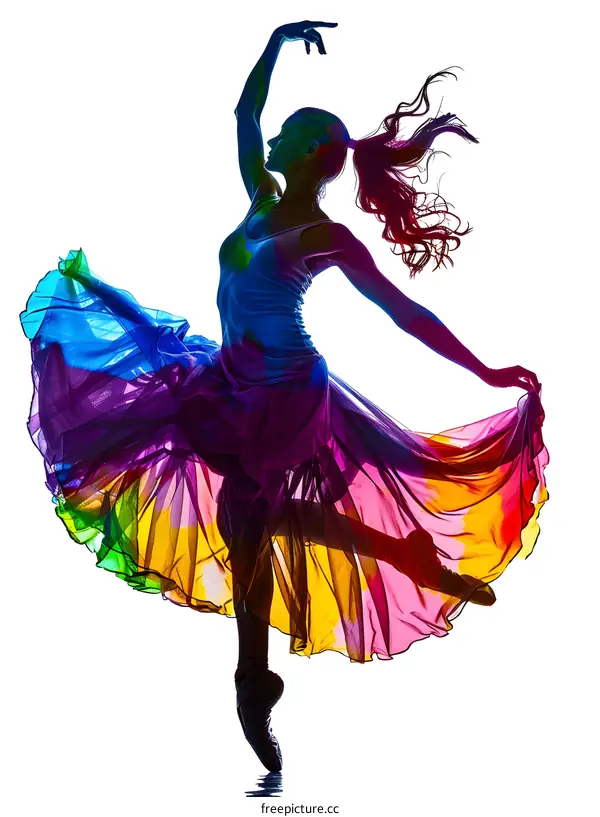 Colorful Ballet Dancer Silhouette
