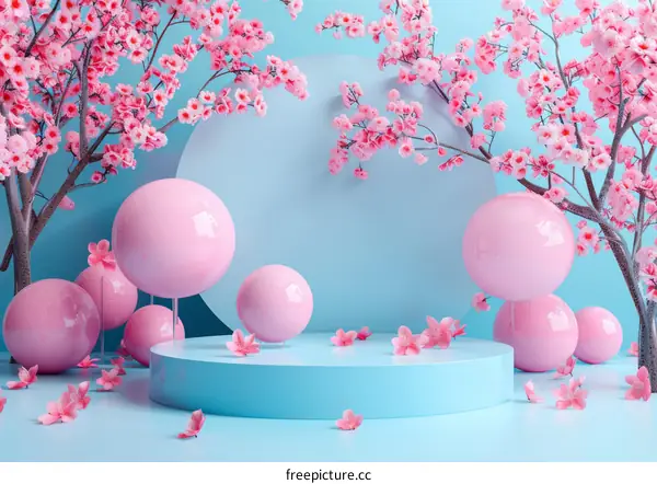 Pastel Pink Cherry Blossom Aesthetic Display