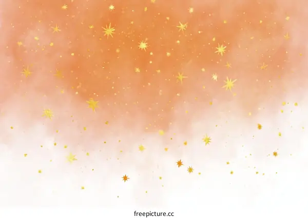 Abstract Watercolor Background with Gold Stars