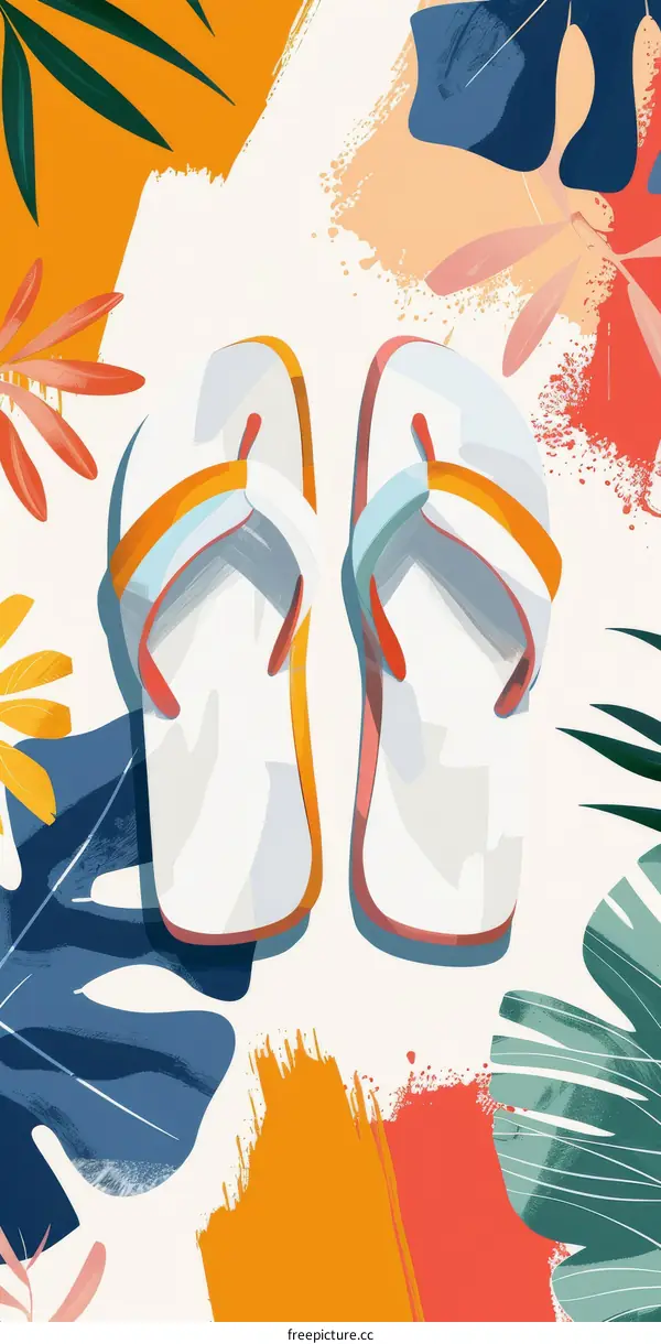 Vibrant Flip-Flops on a Tropical Background