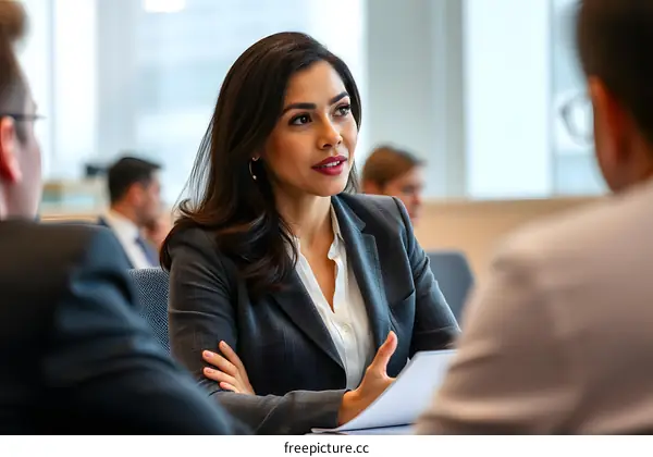 Businesswoman Giving Presentation In Office Meeting