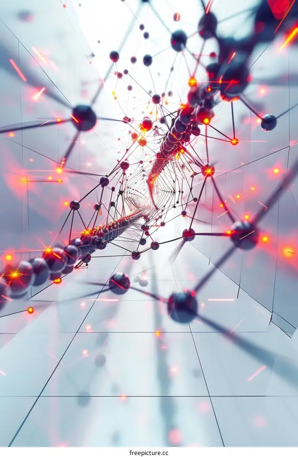 Interconnected Glowing Spheres 3D Network