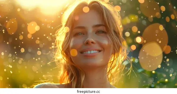 Radiant Woman in Golden Light