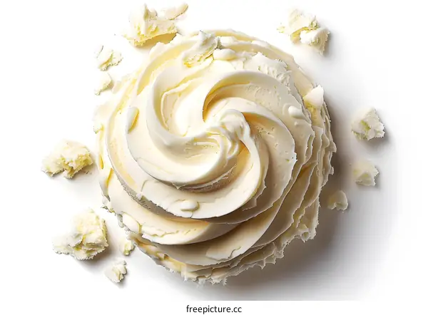 Close-up of a white cupcake with white frosting