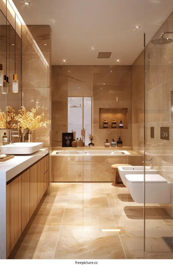 Modern Luxury Beige Bathroom Interior Design