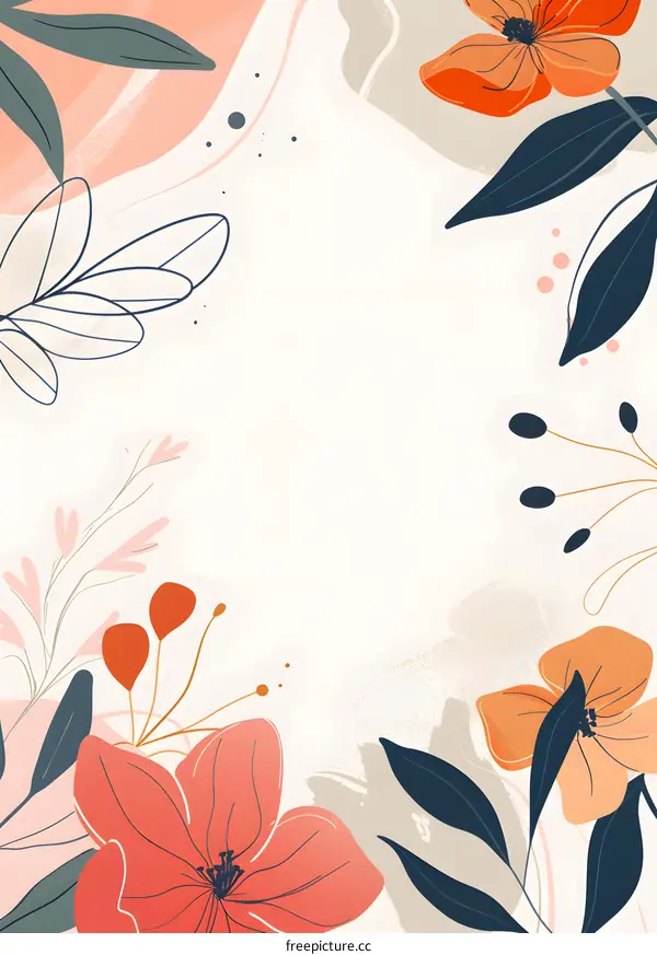 Abstract Floral Background with Pink, Orange and Blue Colors
