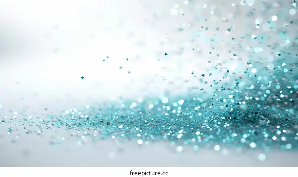 Blue glitter sparkles on a white background