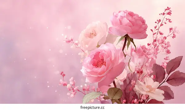 Delicate Pink Floral Bouquet Illustration