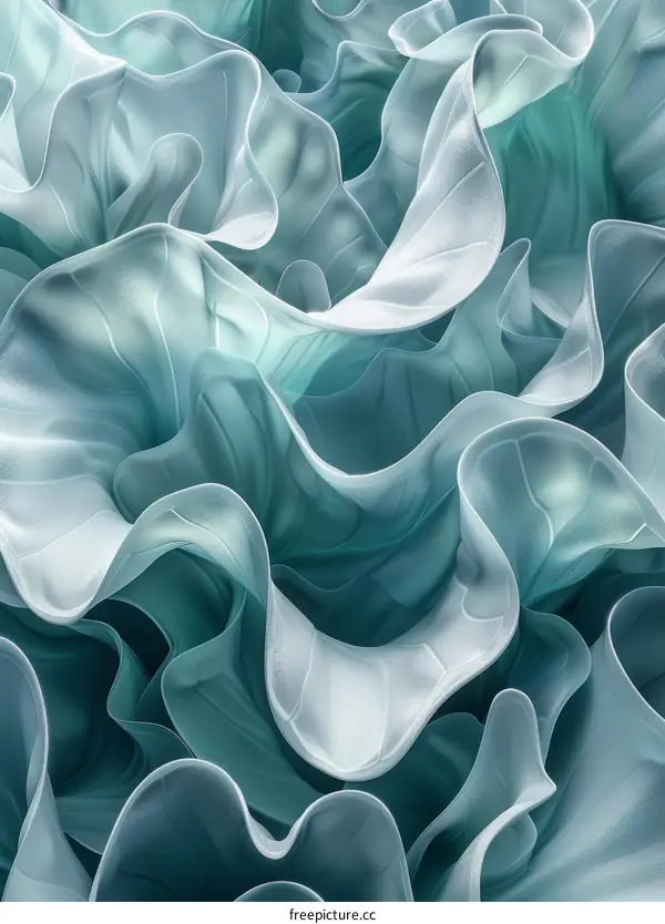 Abstract teal and light teal flowing fabric texture