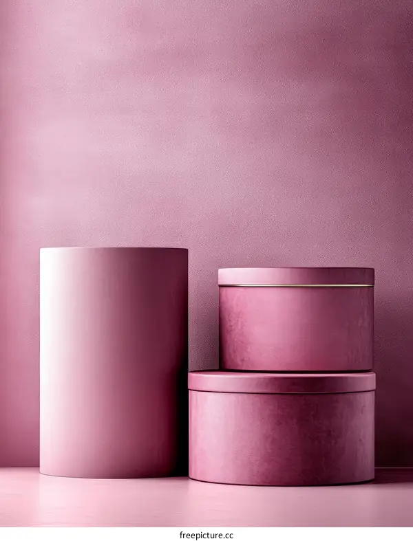 Pink Cylindrical Boxes on a Pink Background