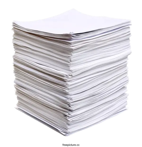 [Transparent Background PNG]Stack of White Papers for Office Work