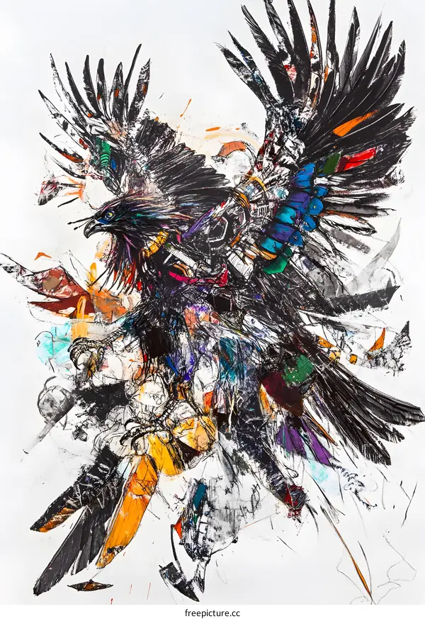 Abstract Eagle Painting With Vibrant Colors