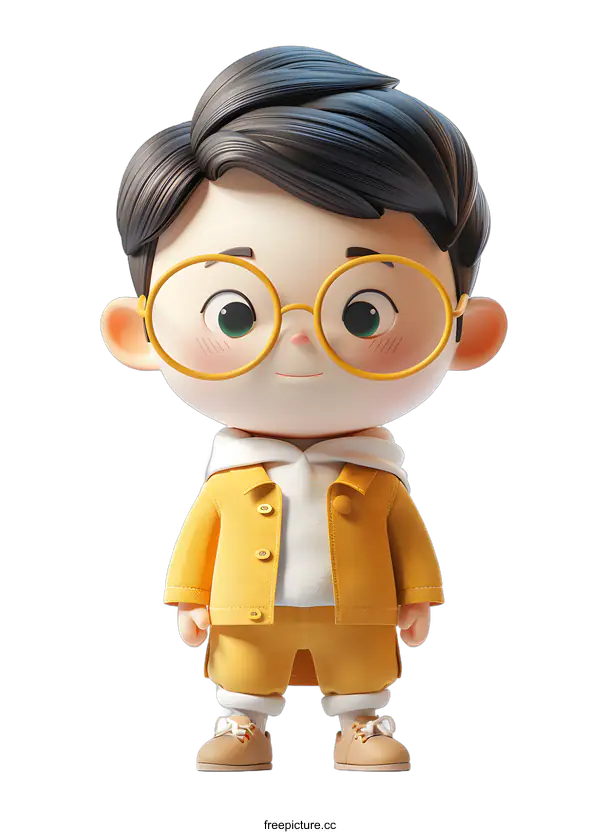 [Transparent Background PNG]3D rendering of a cute cartoon boy
