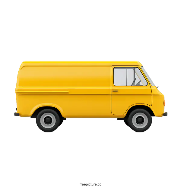 [Transparent Background PNG]Retro Yellow Delivery Van Illustration