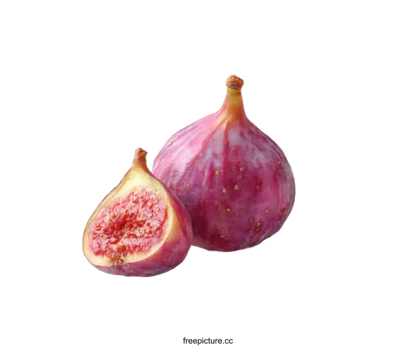 [Transparent Background PNG]Fresh Figs with Leaves on White Background