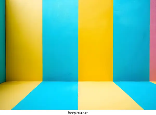 Yellow Blue Pink Striped Wall Corner