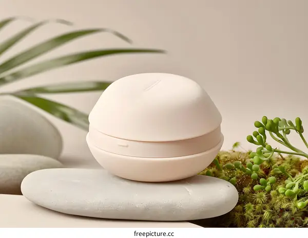 Natural Deodorant Balm On Stone And Plant