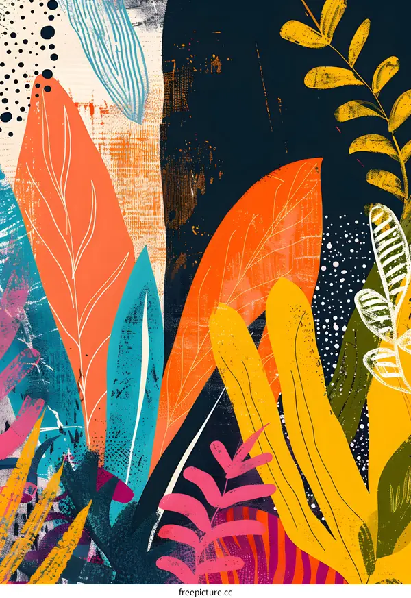 Abstract Colorful Leaves Illustration