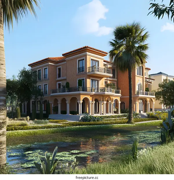 Beautiful Mediterranean Style Villa with Palm Trees