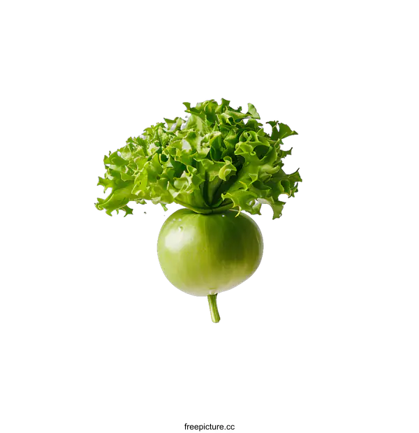 [Transparent Background PNG]Green Squash with Lettuce Leaves Floating in the Air