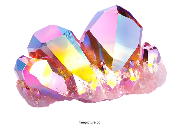 [Transparent Background PNG]Colorful Rainbow Crystal Cluster