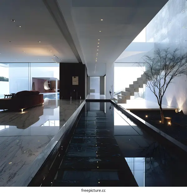 Modern Interior Design with Indoor Pool and Minimalist Decor
