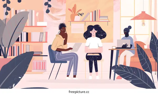 Three People Working Together In An Office