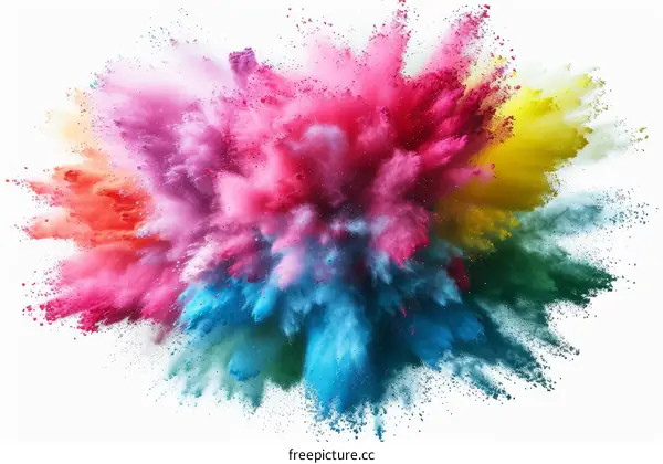 Colorful powder explosion on white background