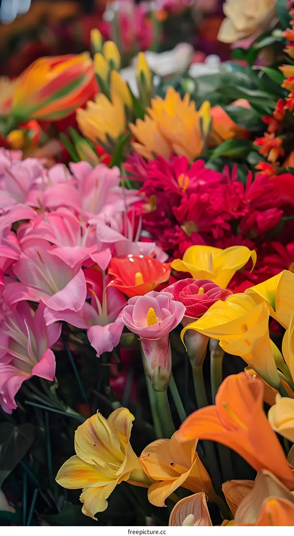 Colorful Flowers Bouquet Closeup