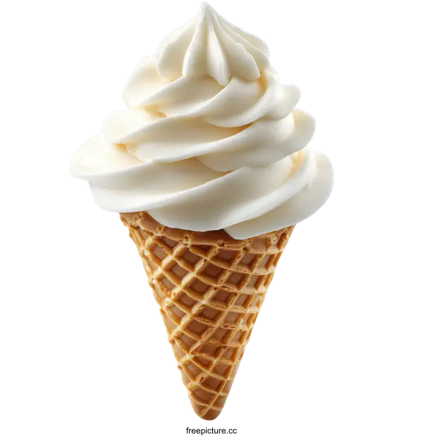 [Transparent Background PNG]Delicious Vanilla Soft Serve Ice Cream Cone