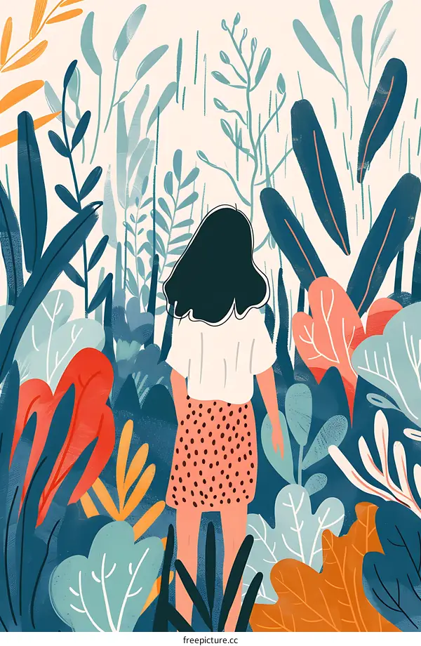 Woman Standing in a Colorful Garden