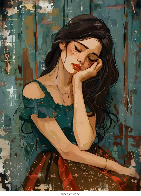 portrait of a beautiful woman with freckles