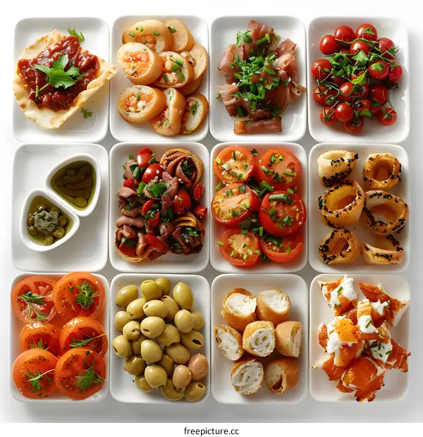 Assortment of delicious tapas dishes