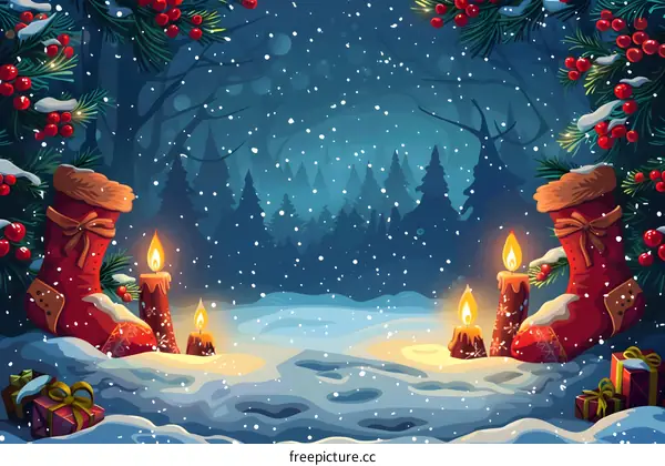 Christmas in the snowy forest
