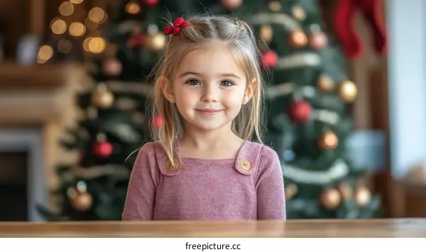 Christmas Portrait of a Cute Little Girl