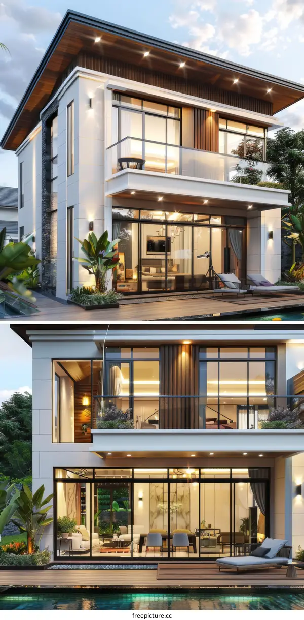 Modern Two-Story House Design with Pool