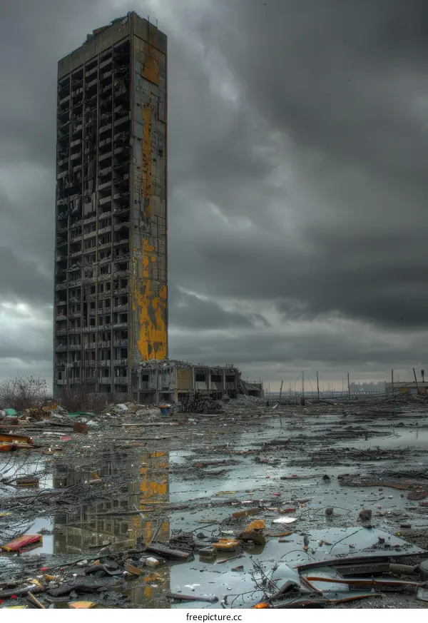 Destroyed residential building in Pripyat, Ukraine