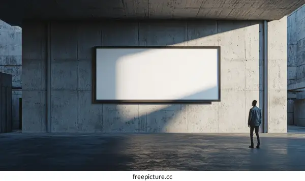 Modern Concrete Structure with Blank Billboard
